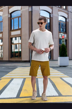 Louis Philippe Men Khaki Solid Slim Fit Low-Rise Regular Shorts