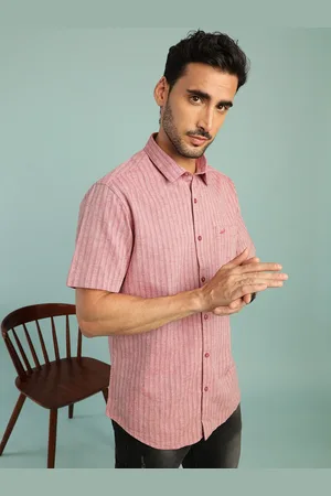 Crocodile Classic Striped Printed Spread Collar Pocket Cotton Casual Shirt