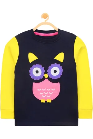 Cherry Crumble Girls Navy Blue Printed Sleepy Owl Sweatshirt