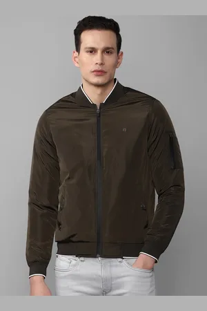 Louis Philippe Men Olive Green Solid Bomber Jacket