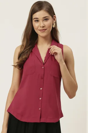 DressBerry Women Fuchsia Regular Fit Solid Casual Shirt