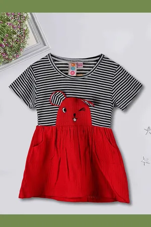 Kids On Board Infants Striped Cotton Fit & Flare Dress