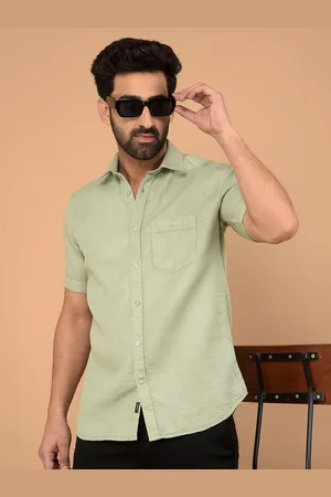 Crimsoune Club Men Classic Slim Fit Spread Collar Textured Cotton Casual Shirt
