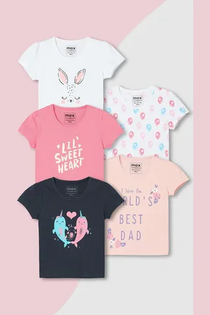 Max Collection Girls Graphic Printed T-Shirt - Pack of 5