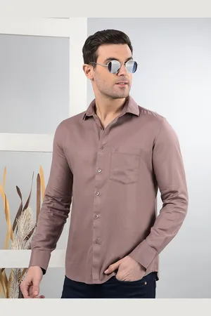 Crimsoune Club Men Classic Slim Fit Spread Collar Textured Cotton Casual Shirt