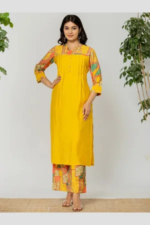AUTUMN LANE Notch Neck Straight Kurta With Palazzo