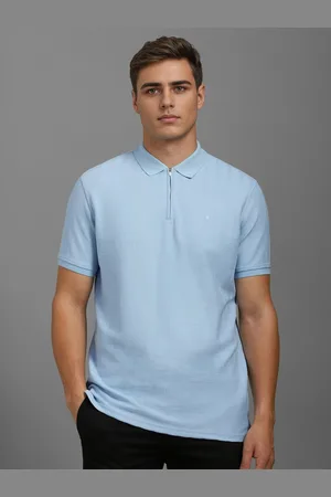 Louis Philippe Men Self Design Polo Collar Cotton Slim Fit T-shirt