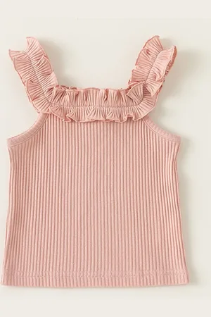 LULU & SKY Kids-Girls Solid Striped Tank Top