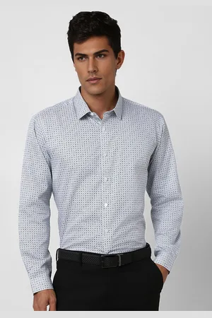V Dot Men Slim Fit Spread Collar Micro Ditsy Printed Cotton Party Shirt