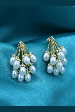 FIMBUL Gold-Plated Classic Pearls Beaded Earrings