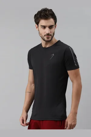 FUAARK Men Charcoal Grey Slim Fit Solid Round Neck Training T-shirt