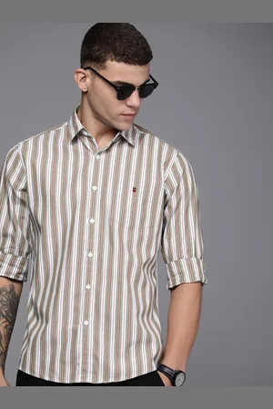 Louis Philippe Slim Fit Striped Pure Cotton Casual Shirt