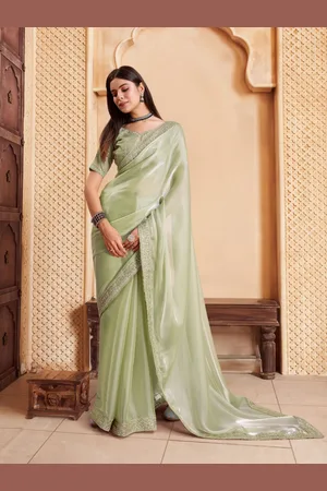 House of Pataudi Embroidered Solid Sarees