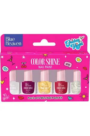 Blue Heaven Set of 5 Color Shine Glossy Finish Nail Paints 5ml Each - Friday Night