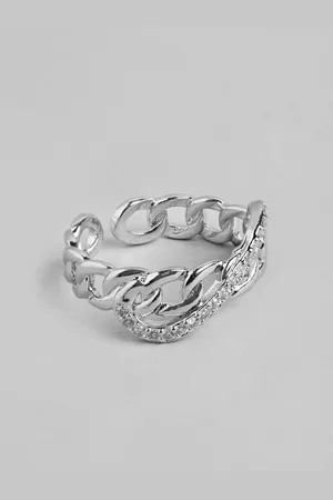 DressBerry Women Stone-Studded Chain-Shaped Adjustable Finger Ring