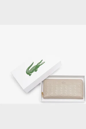 Lacoste Women Checked Leather Zip Around Wallet