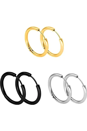 KARISHMA KREATIONS Set Of 3 Gold-Plated Contemporary Hoop Earrings
