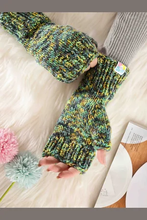 Magic Needles Women Fingerless Acrylic Mittens