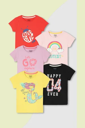 Max Collection Girls Graphic Printed T-Shirt - Pack of 5