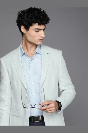 Louis Philippe Men Single Breasted Linen Slim Fit Formal Blazer