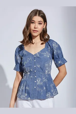 Latin Quarters Women Floral Embroidered Cinched Waist Top