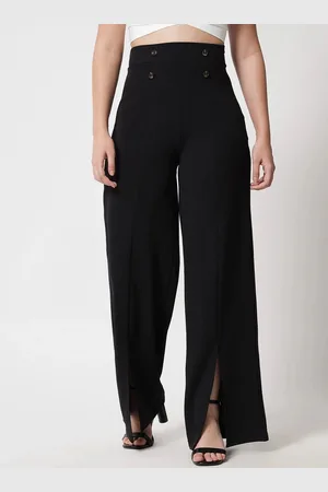 BuyNewTrend Women Comfort High-Rise Wide Leg Trousers