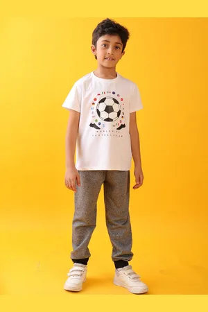 Anthrilo Boys Football Summer Melange T-Shirt With Jogger Set