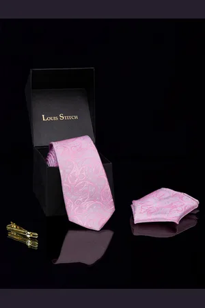 LOUIS STITCH Men Italian Silk Necktie Accessory Gift Set