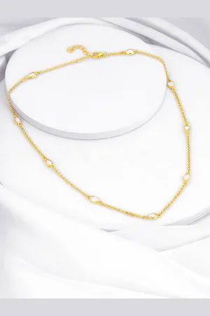 GIVA Gold-Plated Sterling Silver Minimal Stone-Studded Necklace