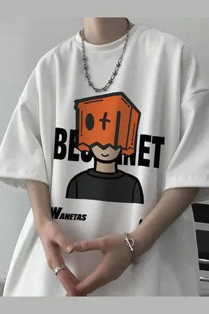HERE&NOW Men Graphic Printed Round Neck Cotton Oversized T-shirt