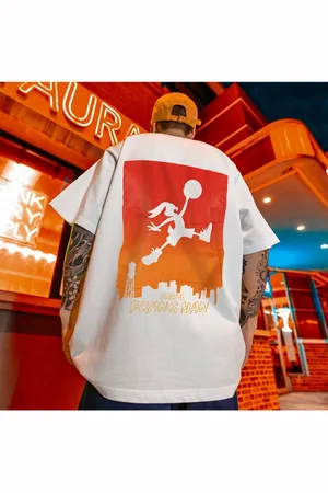 HERE&NOW Men Graphic Printed Round Neck Oversized T-shirt