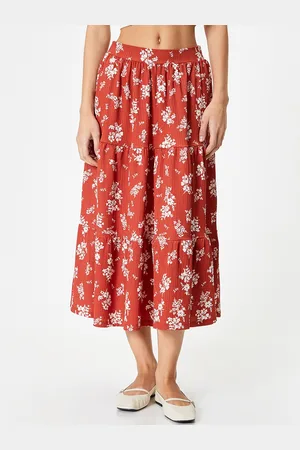 Koton Women Floral Printed Midi Skirt