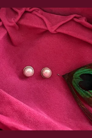 ARTE Silver-Plated Sterling Silver Studded Circular Studs Earrings