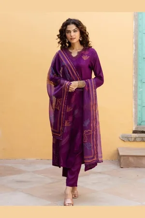 AUTUMN LANE Women Floral Printed Regular Kurta with Trousers & With Dupatta