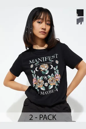 Max Collection Urb_N Women Pack of 2 Cotton Graphic Printed T-Shirt