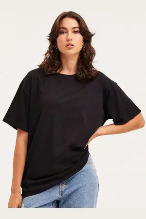 Moda Rapido Women Solid Round Neck Cotton Oversized T-shirt