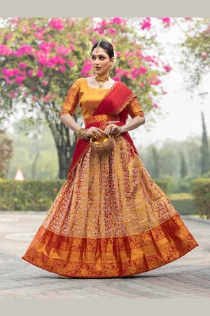 DrapeMall Semi-Stitched Lehenga & Unstitched Blouse With Dupatta