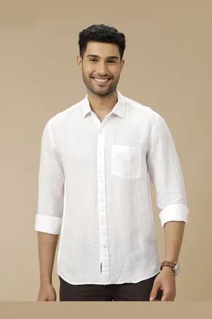 Linen Club Men Pure Linen Slim Fit Opaque Casual Shirt