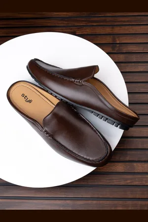 Styli Men Faux Tanned Leather Mules
