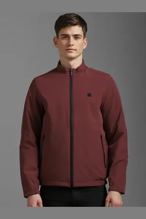 Louis Philippe Men Mock Collar Solid Cotton Casual Bomber Jacket