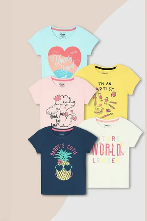 Max Collection Girls Graphic Printed T-Shirt - Pack of 5