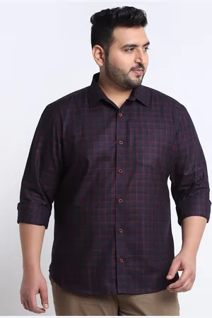 Pluss Men Plus Size Checked Casual Shirt