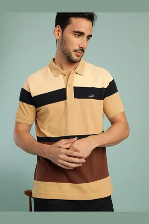 Crocodile Colourblocked Polo Collar Short Sleeves Cotton Slim Fit T-shirt
