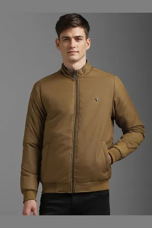 Louis Philippe Men Mock Collar Solid Casual Bomber Jacket