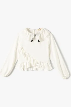 Koton Girls Round Neck Long Sleeves Opaque Casual Top