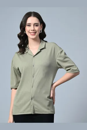 Moda Rapido Women Polo Collar Drop-Shoulder Sleeves T-shirt