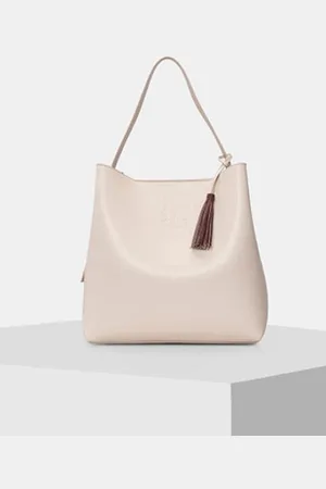 TIGER MARRON Leather Structured Hobo Bag With Tasselled
