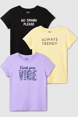 Max Collection Girls Printed T-Shirt - Pack of 3