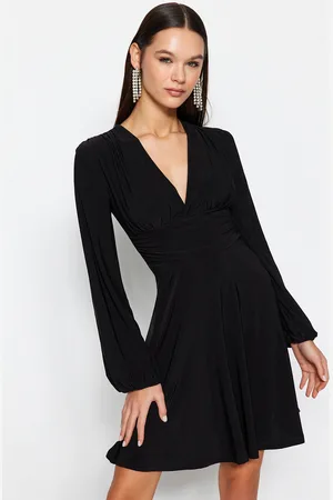 Trendyol V-Neck Full Sleeves Fit And Flare Mini Party Dress
