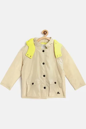 Cherry Crumble Unisex Kids Beige Solid Tailored Jacket with Detachable Hood